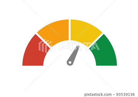 Vector speedometer meter with arrow for dashboard with green, yellow, red indicators. Gauge of tachometer. Low, medium, high and risk levels. Bitcoin fear and greed index cryptocurrency Vector speedometer meter with arrow for dashboard with green, yellow, red indicators. Gauge of tachometer. Low, medium, high and risk levels. Bitcoin fear and greed index cryptocurrency 93539136