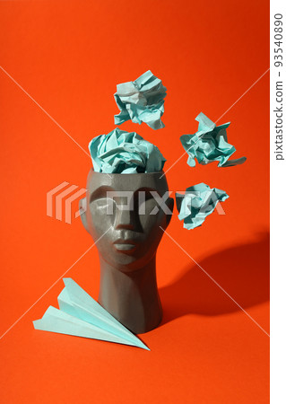 Concept of problems with memory, amnesia disease on orange background 93540890