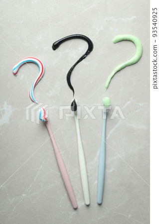Concept of tooth or oral care, top view 93540925