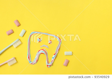 Concept of tooth or oral care, space for text 93540929