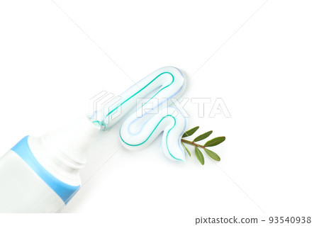 Toothpaste isolated on white background, close up 93540938
