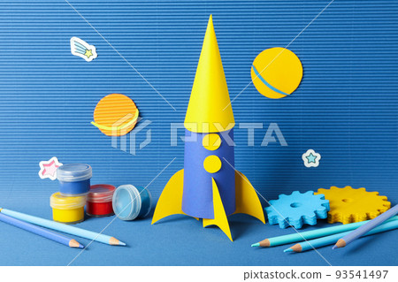 Concept of World Children's Day on blue textured background 93541497