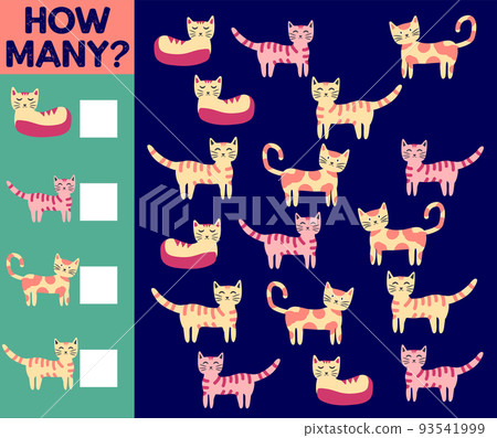 How many Cat, game for children. printable worksheet How many Cat, game for children. printable worksheet 93541999