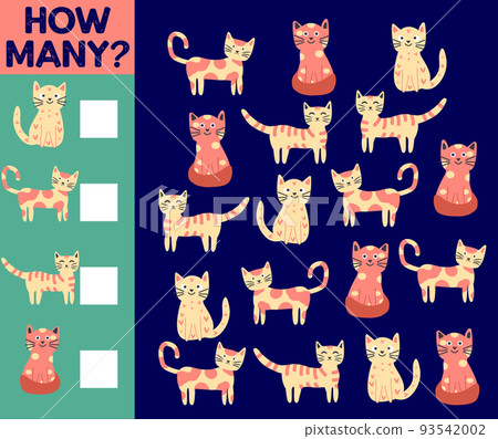How many Cat, game for children. printable worksheet 93542002