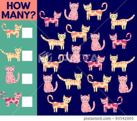 How many Cat, game for children. printable worksheet 93542005