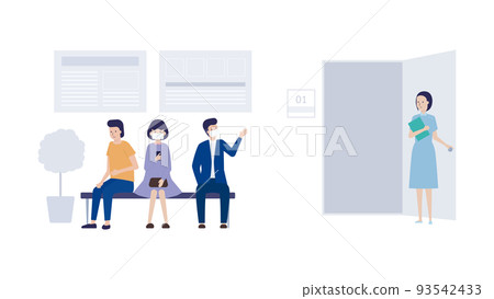 Illustration material of people waiting for medical examination at the hospital 93542433