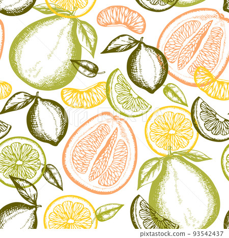 Seamless pattern with lemon and grapefruit. Seamless pattern with lemon and grapefruit. 93542437