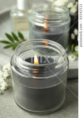 Concept of relaxation with aroma candles, close up 93542513