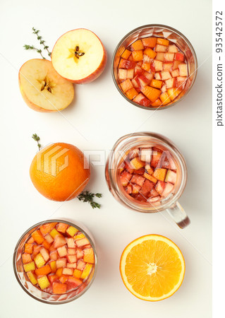 Concept of drink with Sangria, top view Concept of drink with Sangria, top view 93542572