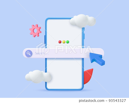 3d Searching on internet with smartphone. 3d Searching on internet with smartphone. 93543327