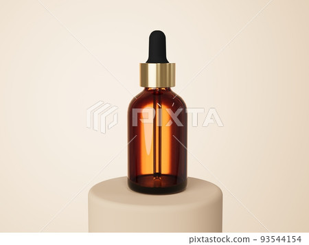 Cosmetic serum dropper brown glass bottle 3D render, care product packaging Cosmetic serum dropper brown glass bottle 3D render, care product packaging 93544154