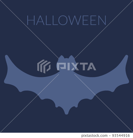 Greeting card for halloween. Silhouette of flying bat. Greeting card for halloween. Silhouette of flying bat. 93544916