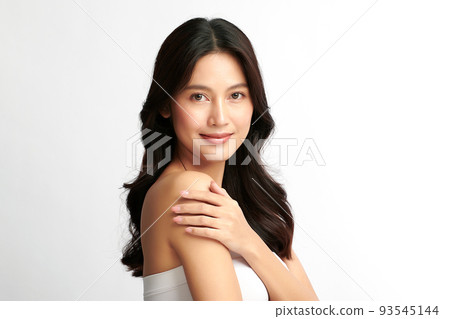 Beautiful young asian woman with clean fresh skin on white background, Face care, Facial treatment, Cosmetology, beauty and spa, Asian women portrait. 93545144