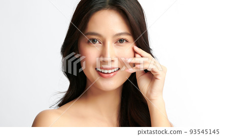 Beautiful young asian woman with clean fresh skin on white background, Face care, Facial treatment, Cosmetology, beauty and spa, Asian women portrait. 93545145