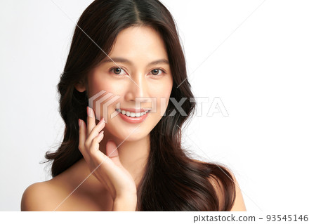 Beautiful young asian woman with clean fresh skin on white background, Face care, Facial treatment, Cosmetology, beauty and spa, Asian women portrait. 93545146
