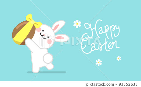 Easter bunny holding chocolate egg Easter bunny holding chocolate egg 93552633