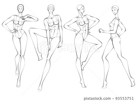 Fashion figure ten heads design template croquis wearing bodice 93553751
