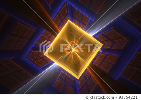 A neon green kaleidoscope square shape pattern background A neon green kaleidoscope square shape pattern background 93554221