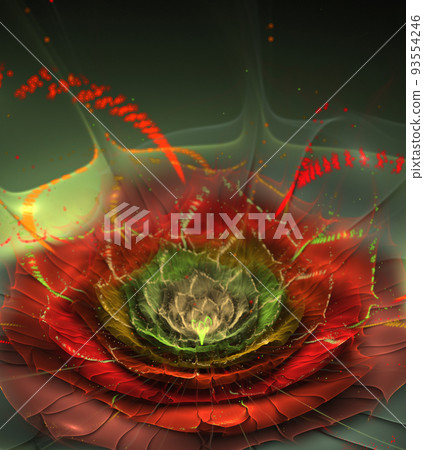 Abstract flower with bright sparks. Fantasy fractal design 93554246