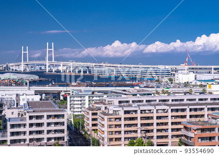 “神奈川縣”橫濱灣地區景觀/希爾公園與港口的景色 93554690