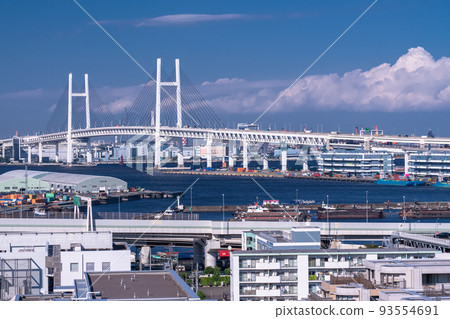 “神奈川縣”橫濱灣地區景觀/希爾公園與港口的景色 93554691
