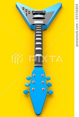 Close-up Electric acoustic guitar isolated on yellow background. 93556804