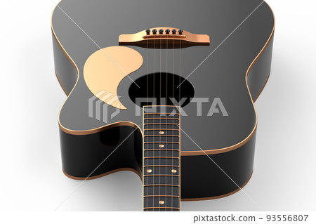Close-up of acoustic guitar isolated on white background. 93556807