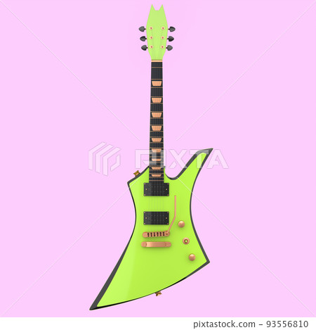 Electric acoustic guitar isolated on pink background. 93556810