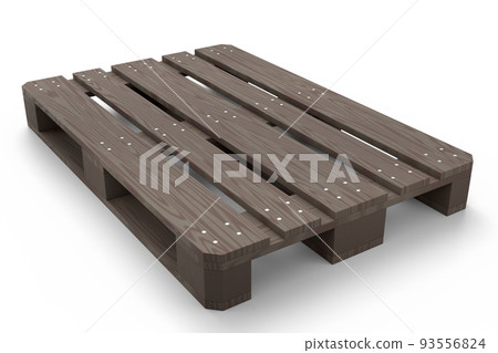 Wooden pallet for warehouse cargo storage isolated on white background. 93556824