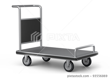 Airport luggage cart or baggage trolley side on white background Airport luggage cart or baggage trolley side on white background 93556869