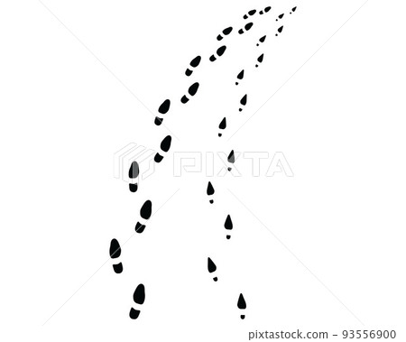 Black trail  of male and female shoes prints, turn right or left  93556900