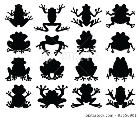 frogs, silhouettes, icons 93556901