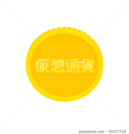 Coin with virtual currency characters stamped - Image material for crypto assets/tokens Coin with virtual currency characters stamped - Image material for crypto assets/tokens 93557728