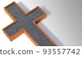 3d rendering image of Jesus cross made from steel and wire mesh steel. 93557742