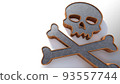 A 3d rendering image of skull made from steel and wire mesh. 93557744