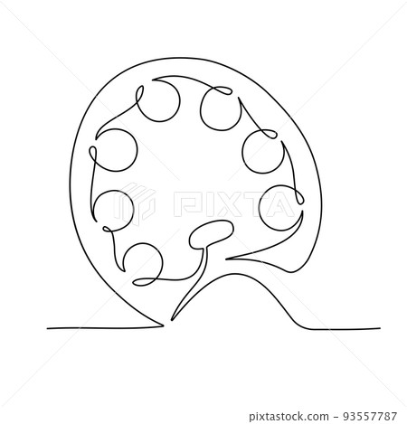 Continuous one line drawing of painting palette. Vector illustration 93557787