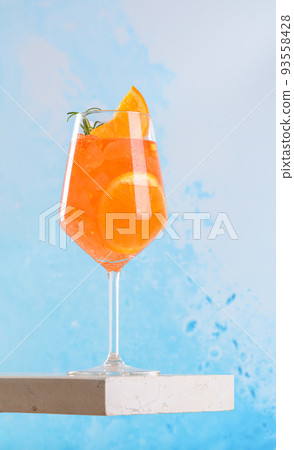 Spritz Cocktail In Glass With Ice And Slice Of Orange Aperol