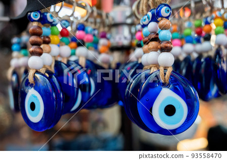 Istanbul, Turkey - January 2022 - Souvenirs for tourists at the Grand Bazaar 93558470