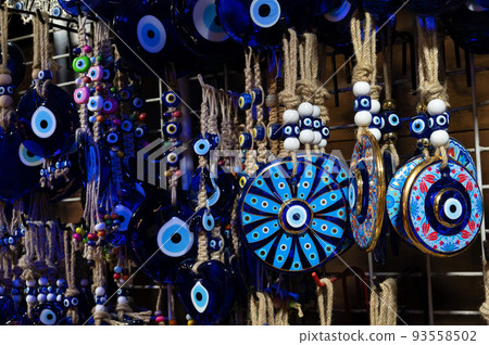 Istanbul, Turkey - January 2022 - Souvenirs for tourists at the Grand Bazaar 93558502