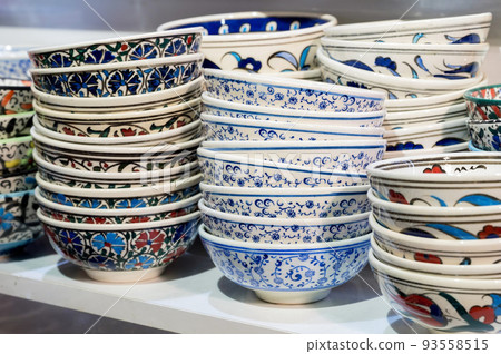 Istanbul, Turkey 2022 - Collection of Turkish ceramics at the Grand Bazaar Istanbul, Turkey 2022 - Collection of Turkish ceramics at the Grand Bazaar 93558515