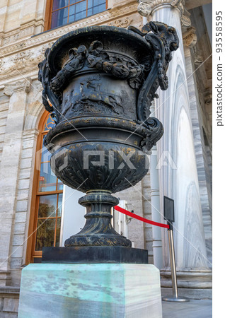 ISTANBUL, TURKEY - January 2022: Large vase near the entrance in Dolmabahce 93558595
