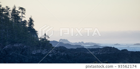 Rugged Rocks on a rocky shore on the West Coast of Pacific Ocean. 93562174