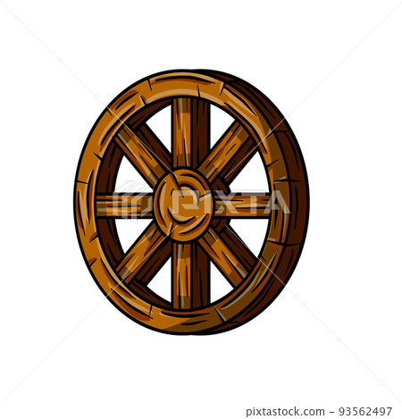 Old wooden cart wheels. Brown Detail of wagon - Stock Illustration ...