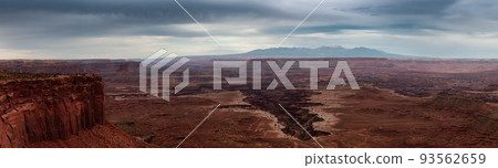 Scenic Panoramic View of American Landscape and Red Rock Mountains in Desert Canyon. 93562659