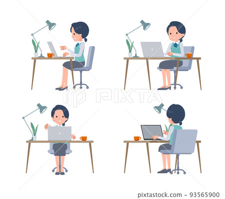 A set of clerk women doing desk work on a PC 93565900