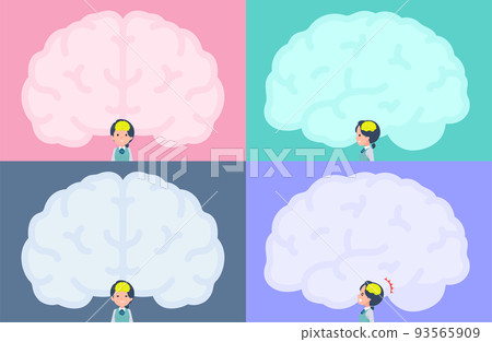 Set of brain shaped frame and clerk woman Set of brain shaped frame and clerk woman 93565909