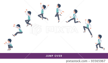 A set of clerk women jumping over 93565967