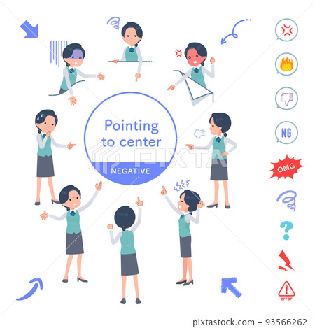 A set of clerk women pointing in various directions A set of clerk women pointing in various directions 93566262
