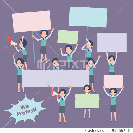 A set of clerk women protesting the demonstration 93566266