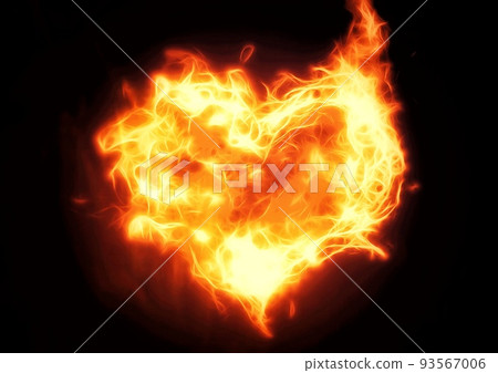以心臟的形式燃燒的火焰的插圖 以心臟的形式燃燒的火焰的插圖 93567006